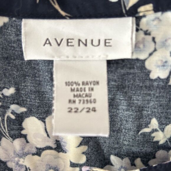 Avenue Maxi Shirt Dress Womens Plus Size 22/24 Black Ditsy Floral Button Up - Picture 3 of 7